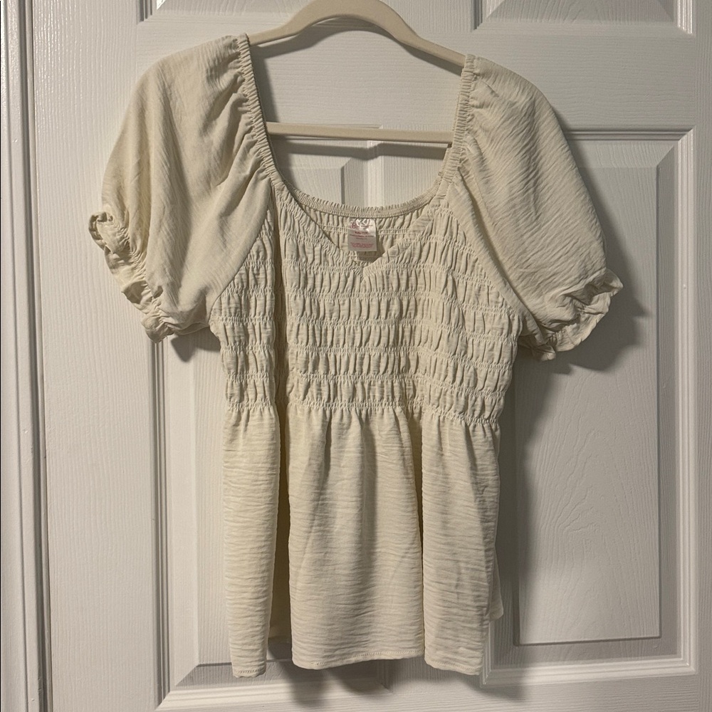 No Boundaries Cream Smocked Top